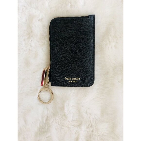 Kate Spade Small Credit Card Key Wallet Black Pebb
